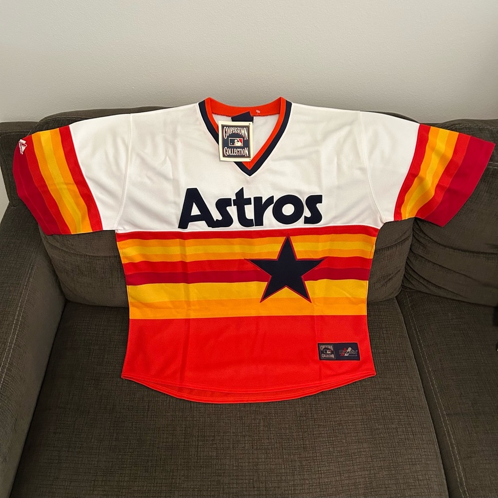 Majestic Authentic Houston Astros Retro Throwback MLB Baseball Jersey Men’s Sz L
